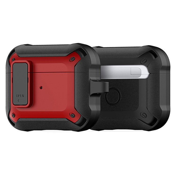 DUX DUCIS PECO Series for Apple AirPods 3 Earbuds Case Full Drop Protection Cover with Keychain - Black+Red