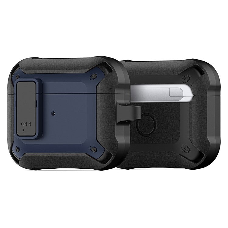 DUX DUCIS PECO Series for Apple AirPods 3 Earbuds Case Full Drop Protection Cover with Keychain - Black+Blue