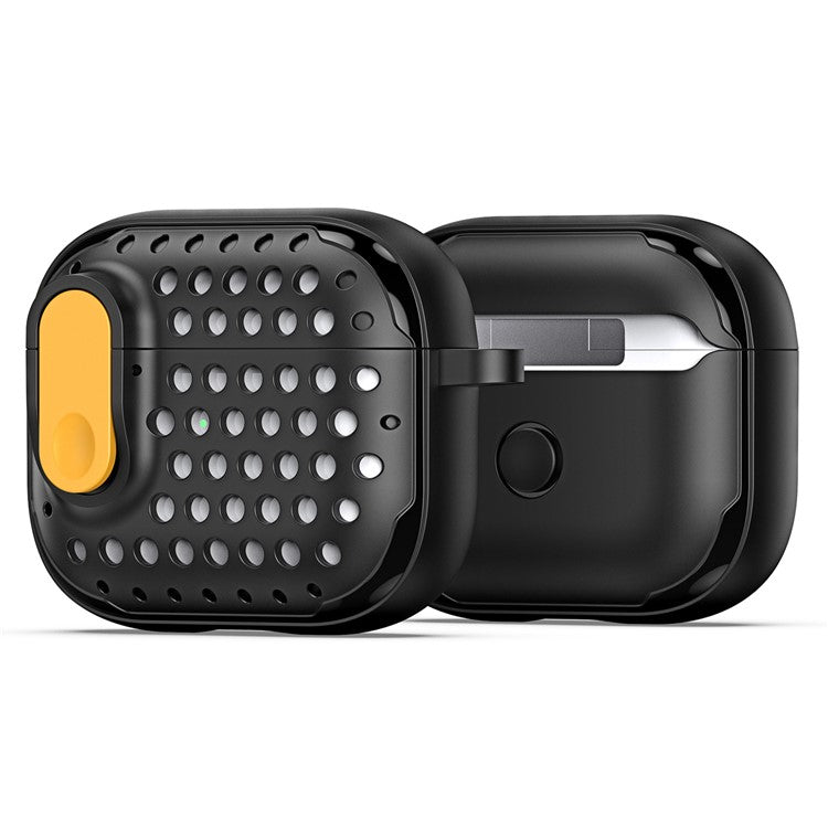 DUX DUCIS PECM Series for Apple AirPods 3 Case TPU+PC Protective Cover with Keychain - Black+Yellow