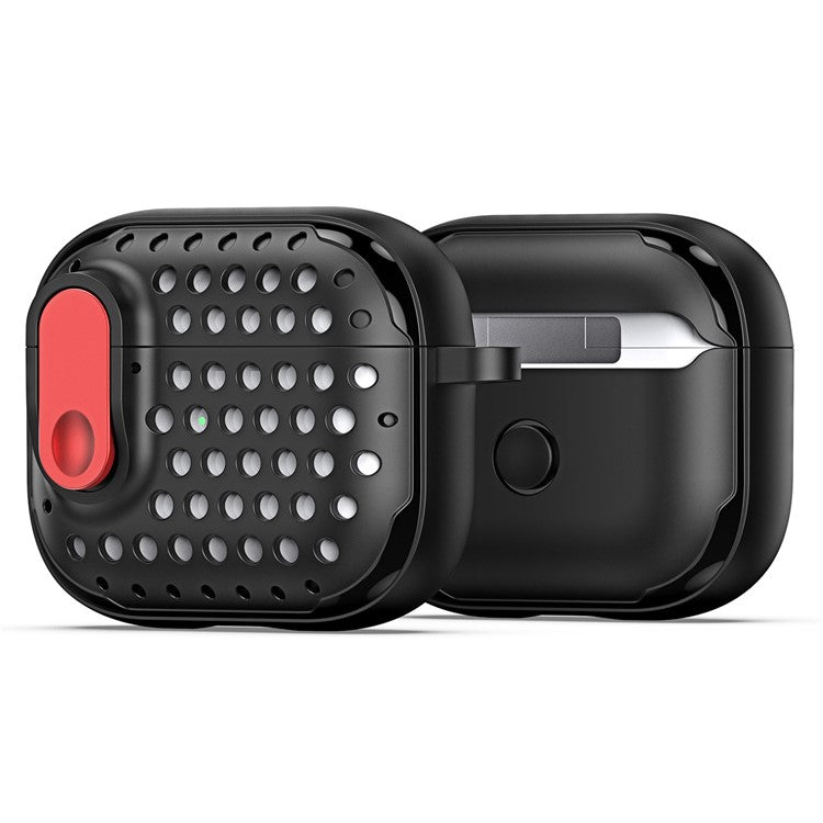 DUX DUCIS PECM Series for Apple AirPods 3 Case TPU+PC Protective Cover with Keychain - Black+Red