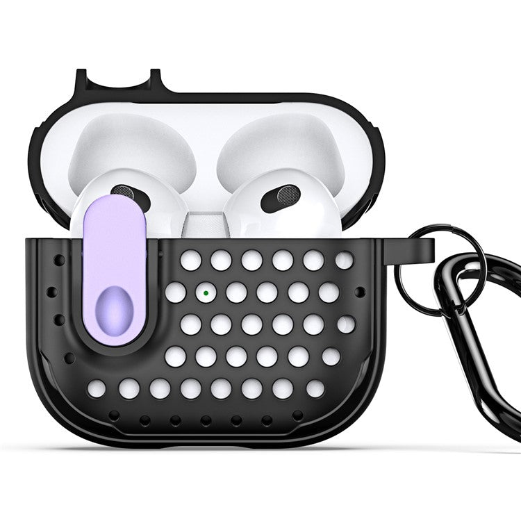 DUX DUCIS PECM Series for Apple AirPods 3 Case TPU+PC Protective Cover with Keychain - Black+Purple