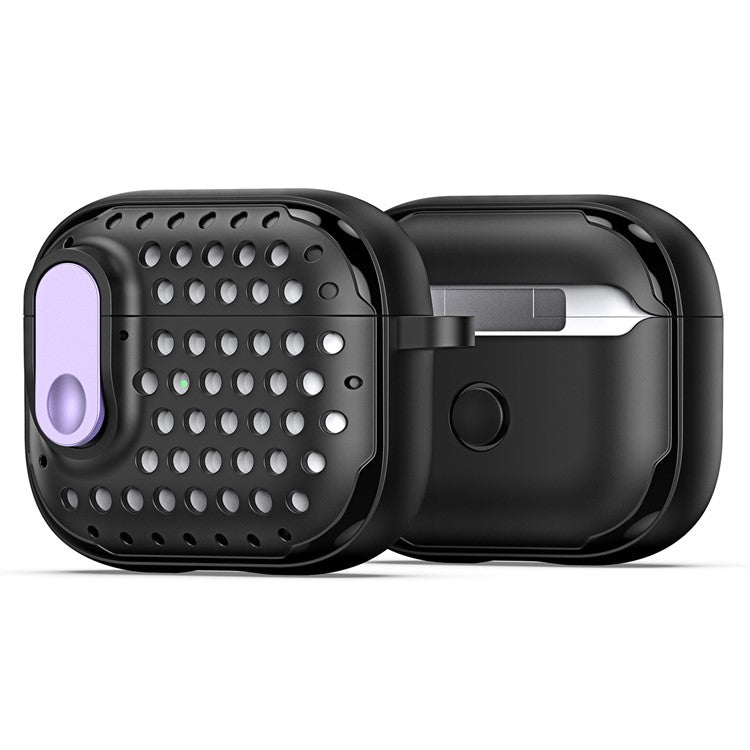 DUX DUCIS PECM Series for Apple AirPods 3 Case TPU+PC Protective Cover with Keychain - Black+Purple