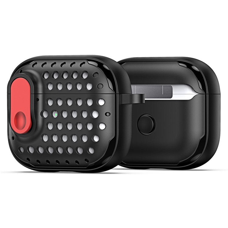 DUX DUCIS PECM Series for Apple AirPods Pro Earbuds Case with Lock Full Protective Shell - Black+Red