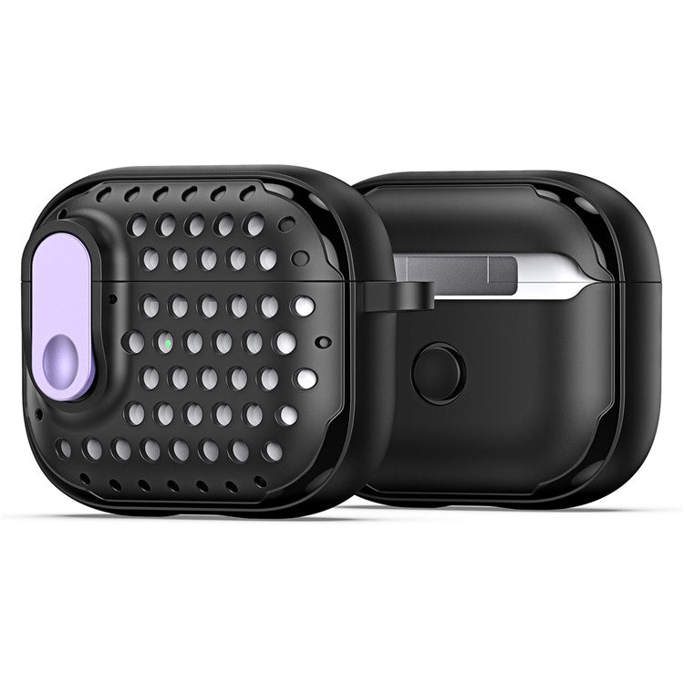 DUX DUCIS PECM Series for Apple AirPods Pro Earbuds Case with Lock Full Protective Shell - Black+Purple