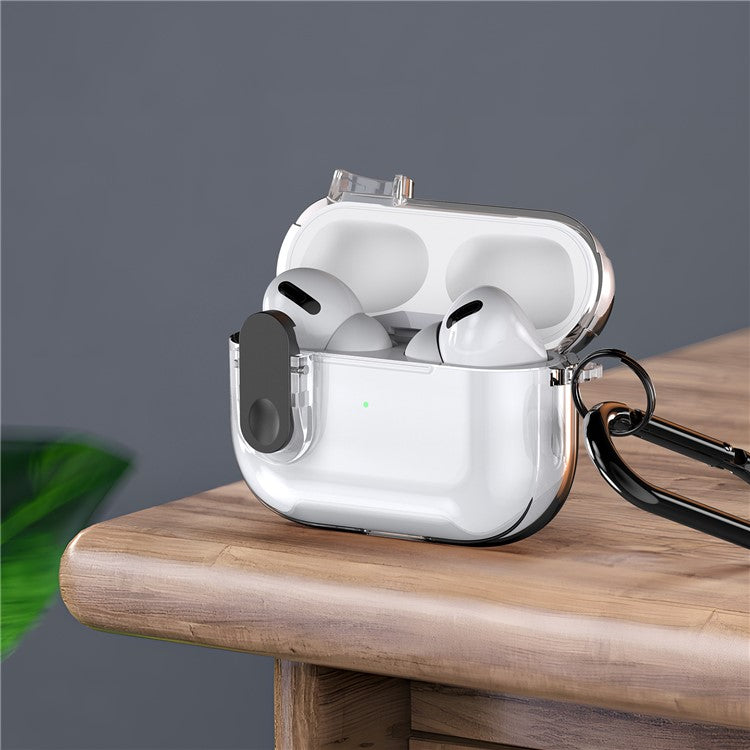 DUX DUCIS PECL Series for Apple AirPods Pro 2 Earphone Case  TPU+PC Cover with Hanging Hook - Clear Black