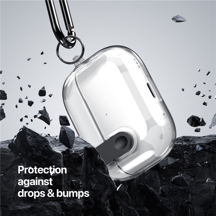 DUX DUCIS PECL Series for Apple AirPods Pro 2 Earphone Case  TPU+PC Cover with Hanging Hook - Clear White