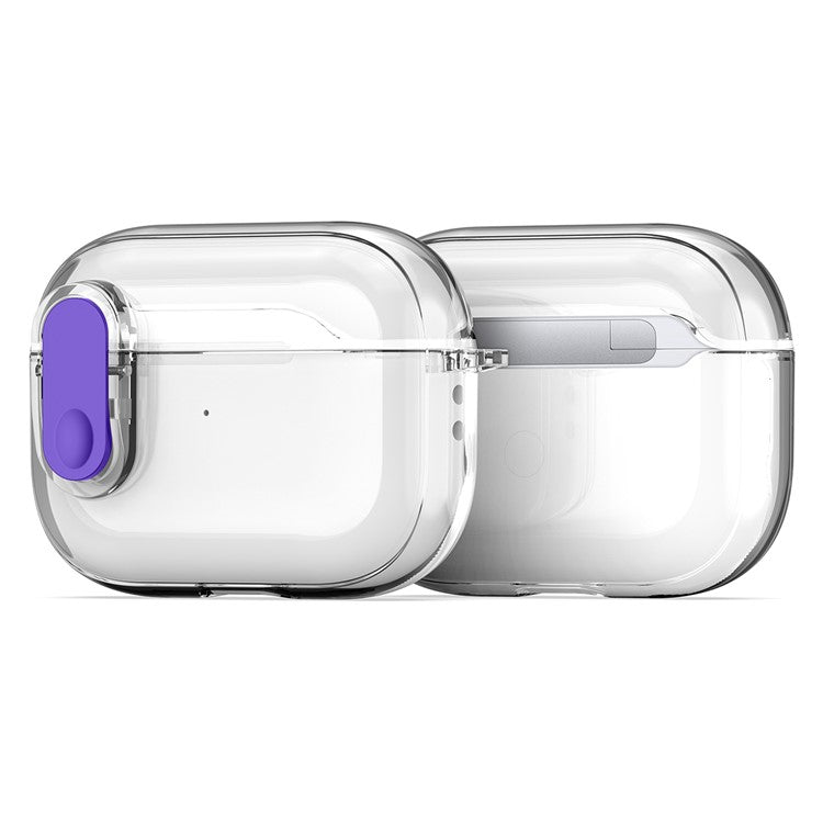 DUX DUCIS PECL Series for Apple AirPods Pro 2 Earphone Case  TPU+PC Cover with Hanging Hook - Clear Purple