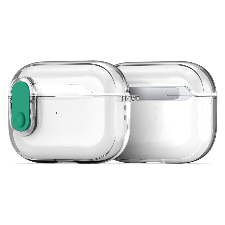 DUX DUCIS PECL Series for Apple AirPods Pro 2 Earphone Case  TPU+PC Cover with Hanging Hook - Clear Green