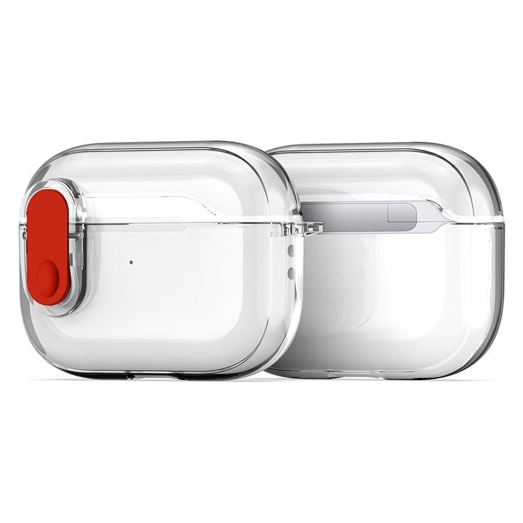 DUX DUCIS PECL Series for Apple AirPods Pro 2 Earphone Case  TPU+PC Cover with Hanging Hook - Clear Red