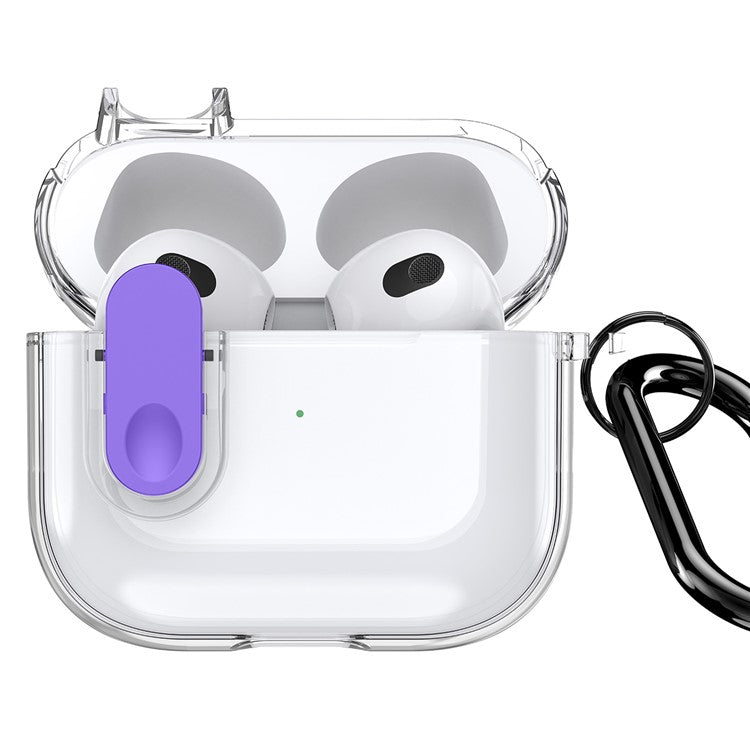 DUX DUCIS PECL Series for Apple AirPods 3 Earphone Case Lock Design Earbud Cover with Hanging Hook - Clear Purple