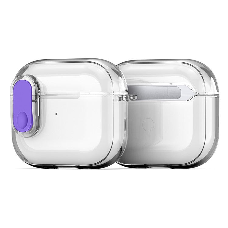 DUX DUCIS PECL Series for Apple AirPods 3 Earphone Case Lock Design Earbud Cover with Hanging Hook - Clear Purple