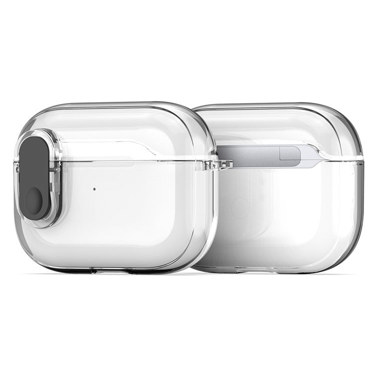 DUX DUCIS PECL Series for Apple AirPods Pro Bluetooth Earbud Case Anti-drop Cover with Hanging Hook - Clear Black