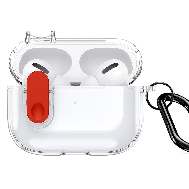 DUX DUCIS PECL Series for Apple AirPods Pro Bluetooth Earbud Case Anti-drop Cover with Hanging Hook - Clear Red