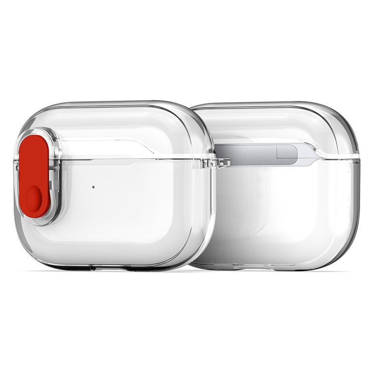 DUX DUCIS PECL Series for Apple AirPods Pro Bluetooth Earbud Case Anti-drop Cover with Hanging Hook - Clear Red