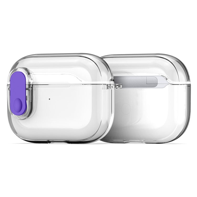 DUX DUCIS PECL Series for Apple AirPods Pro Bluetooth Earbud Case Anti-drop Cover with Hanging Hook - Clear Purple