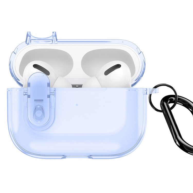 DUX DUCIS PECL Series for Apple AirPods Pro Bluetooth Earbud Case Anti-drop Cover with Hanging Hook - Blue