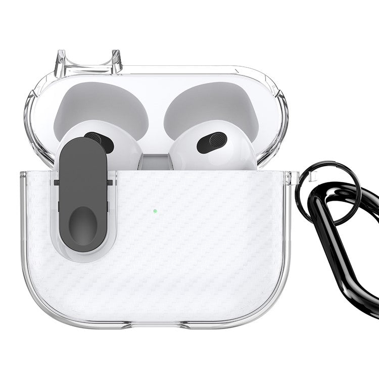 DUX DUCIS PECK Series for Apple AirPods 3 PC+TPU Earbud Case Anti-drop Cover with Hanging Hook - Clear Black