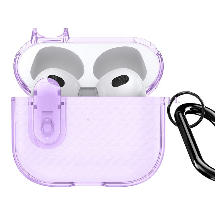 DUX DUCIS PECK Series for Apple AirPods 3 PC+TPU Earbud Case Anti-drop Cover with Hanging Hook - Purple