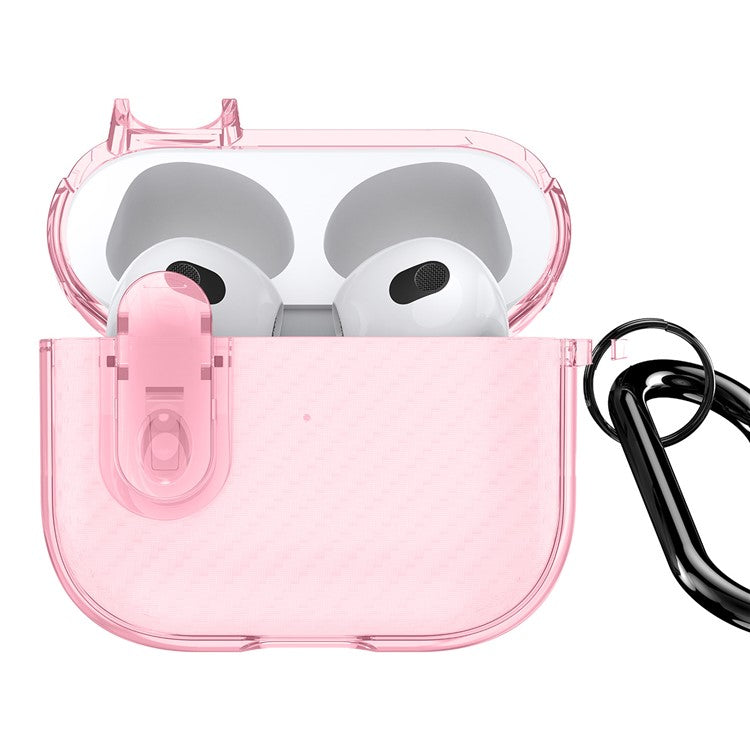 DUX DUCIS PECK Series for Apple AirPods 3 PC+TPU Earbud Case Anti-drop Cover with Hanging Hook - Pink