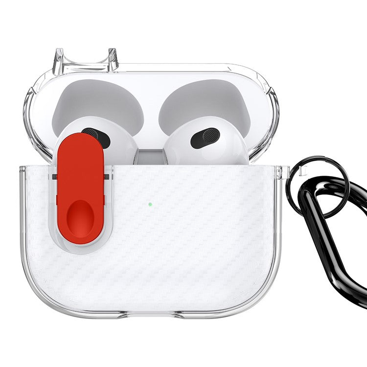 DUX DUCIS PECK Series for Apple AirPods 3 PC+TPU Earbud Case Anti-drop Cover with Hanging Hook - Clear Red