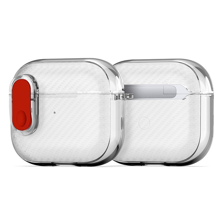 DUX DUCIS PECK Series for Apple AirPods 3 PC+TPU Earbud Case Anti-drop Cover with Hanging Hook - Clear Red