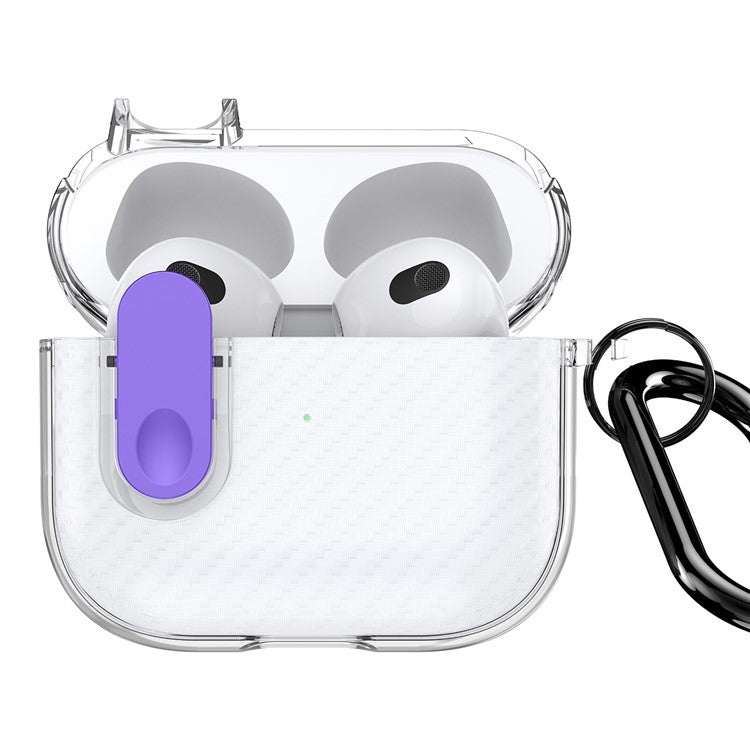 DUX DUCIS PECK Series for Apple AirPods 3 PC+TPU Earbud Case Anti-drop Cover with Hanging Hook - Clear Purple