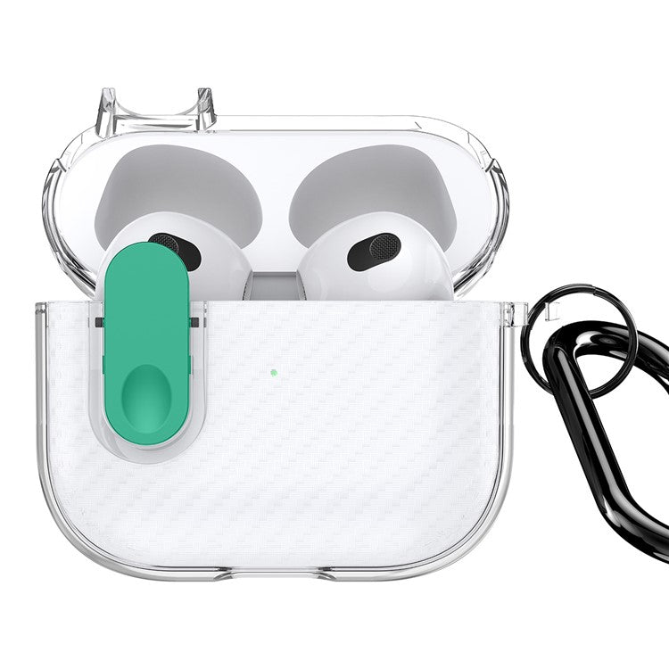 DUX DUCIS PECK Series for Apple AirPods 3 PC+TPU Earbud Case Anti-drop Cover with Hanging Hook - Clear Green