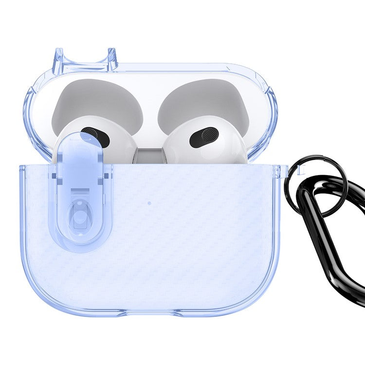 DUX DUCIS PECK Series for Apple AirPods 3 PC+TPU Earbud Case Anti-drop Cover with Hanging Hook - Blue