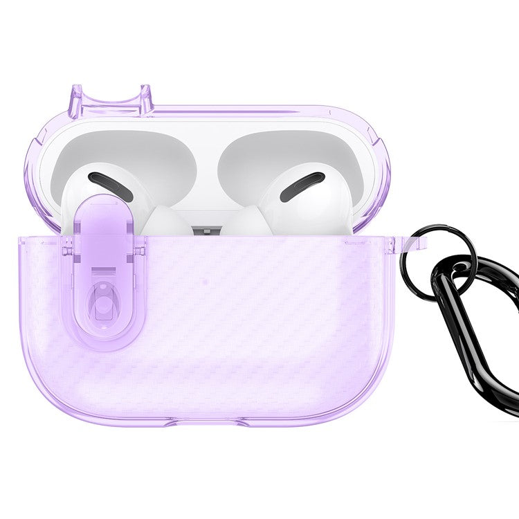 DUX DUCIS PECK Series Case for Apple AirPods Pro Bluetooth Earbud Cover with Hanging Hook - Purple