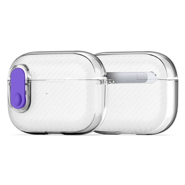 DUX DUCIS PECK Series Case for Apple AirPods Pro Bluetooth Earbud Cover with Hanging Hook - Clear Purple