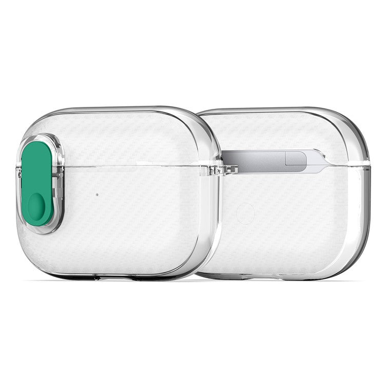 DUX DUCIS PECK Series Case for Apple AirPods Pro Bluetooth Earbud Cover with Hanging Hook - Clear Green