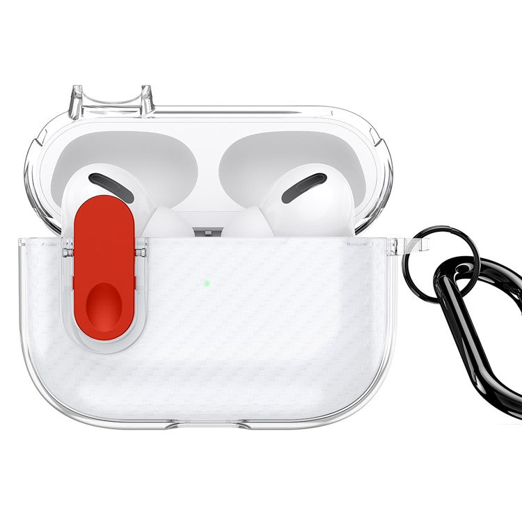 DUX DUCIS PECK Series Case for Apple AirPods Pro Bluetooth Earbud Cover with Hanging Hook - Clear Red