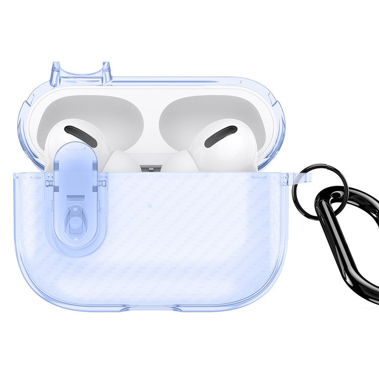 DUX DUCIS PECK Series Case for Apple AirPods Pro Bluetooth Earbud Cover with Hanging Hook - Blue