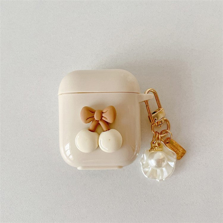 For AirPods with Charging Case (2016)  /  (2019)  /  AirPods with Wireless Charging Case (2019) Cherry Decor TPU Cover with Pendant