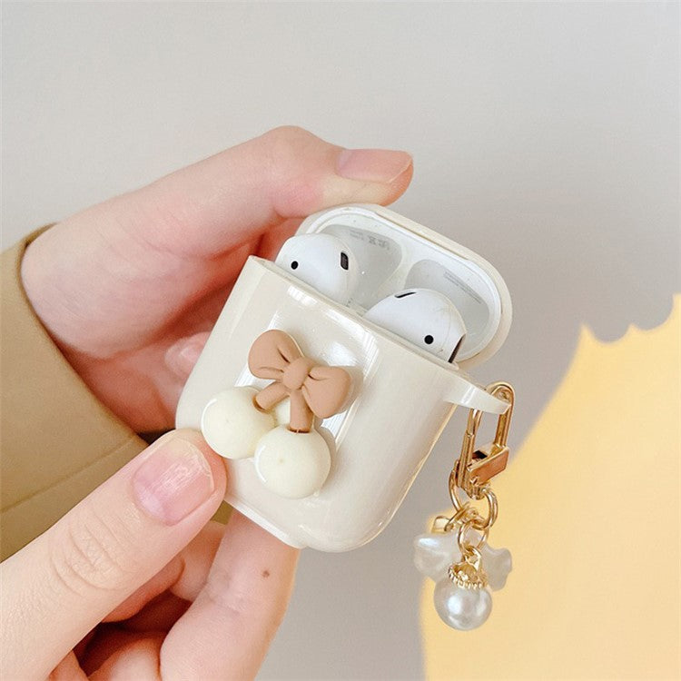 For AirPods with Charging Case (2016)  /  (2019)  /  AirPods with Wireless Charging Case (2019) Cherry Decor TPU Cover with Pendant