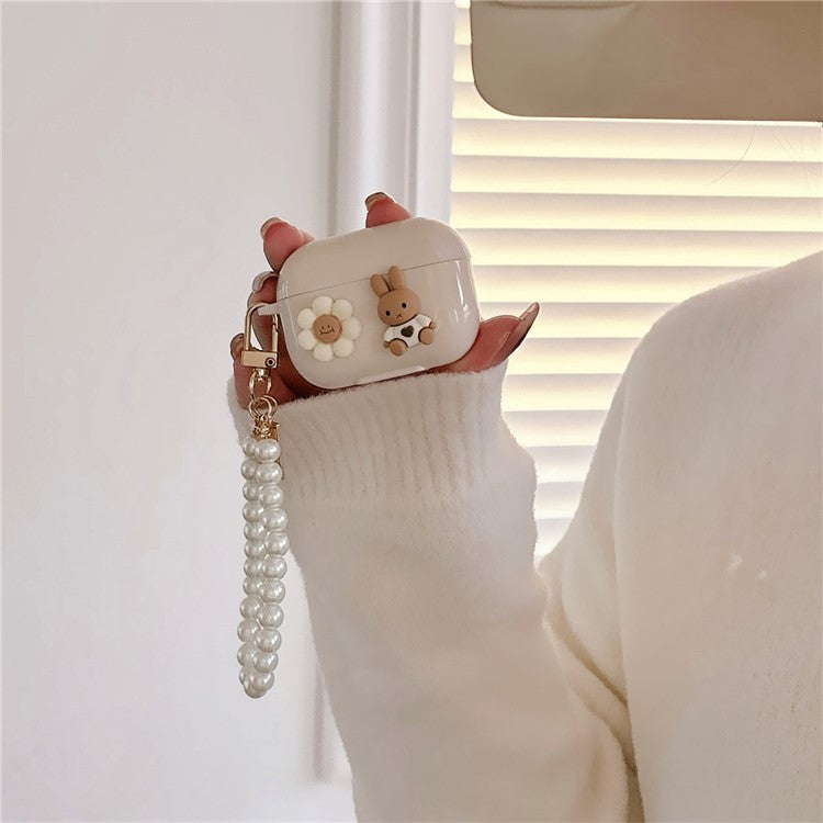 For AirPods Pro 2 TPU Cover Cute Rabbit Bluetooth Earphone Case with Bracelet