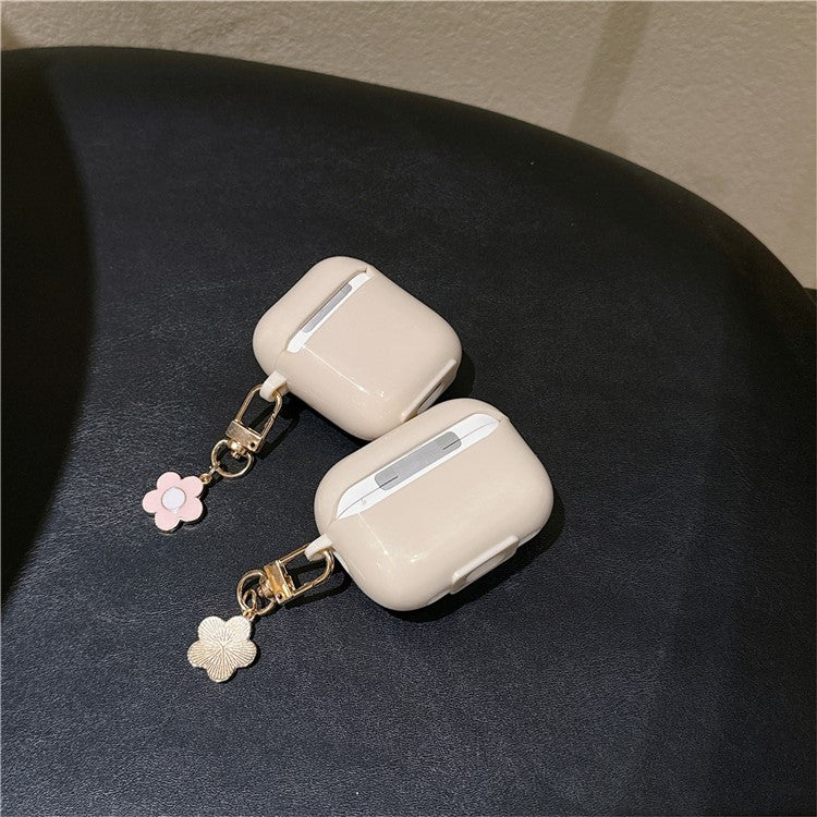 For Apple AirPods Pro 2 TPU Cover Pearl Flower Earbud Protection Case with Pendant - Purple Green Flower