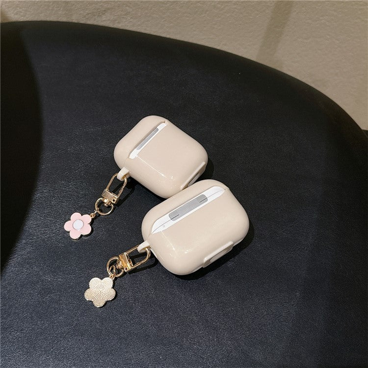 For AirPods with Charging Case (2016) / (2019) / AirPods with Wireless Charging Case (2019) TPU Cover with Pendant Earphone Case - Purple Green Flower