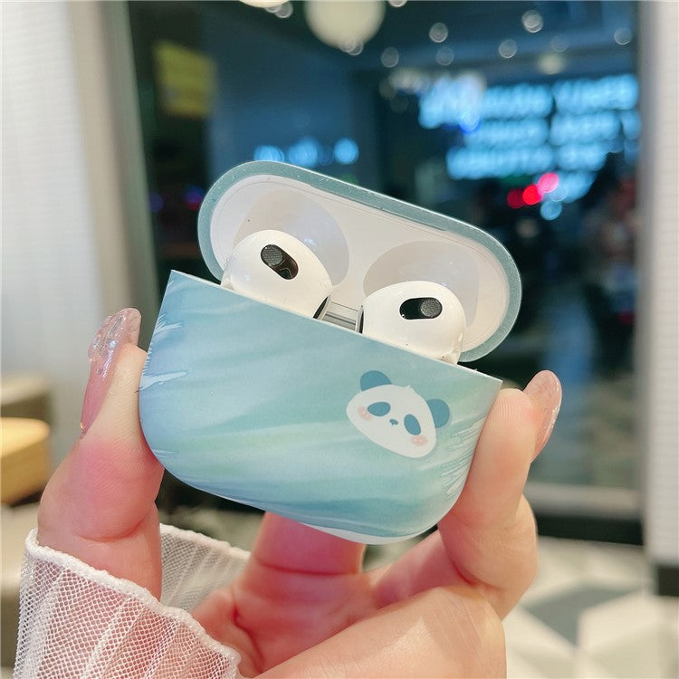 For Apple AirPods Pro Matte PC Case Cartoon Panda Pattern Printing Anti-scratch Protective Cover