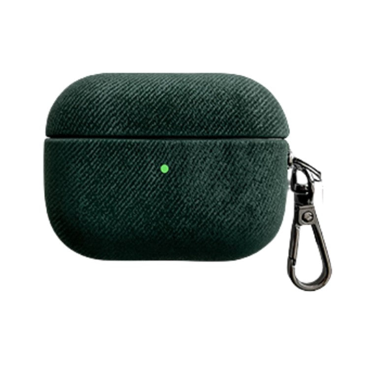 For Apple AirPods Pro Earphone Protective Cover TPU Phone Case with Metal Buckle Suede Texture Design - Green