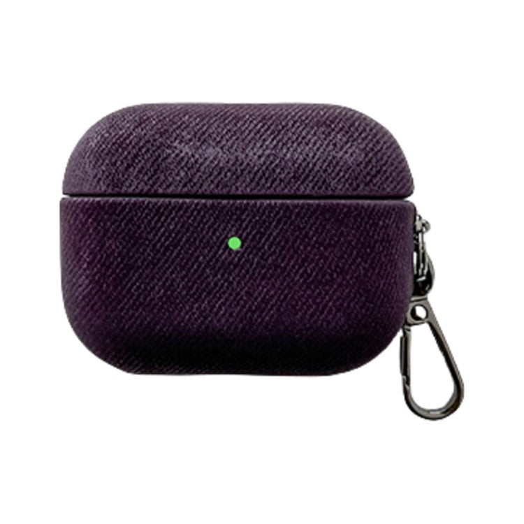 For Apple AirPods Pro Earphone Protective Cover TPU Phone Case with Metal Buckle Suede Texture Design - Dark Purple