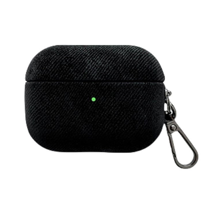 For Apple AirPods Pro 2 Bluetooth Earphone Protective Cover Suede Texture TPU Case with Metal Buckle - Black