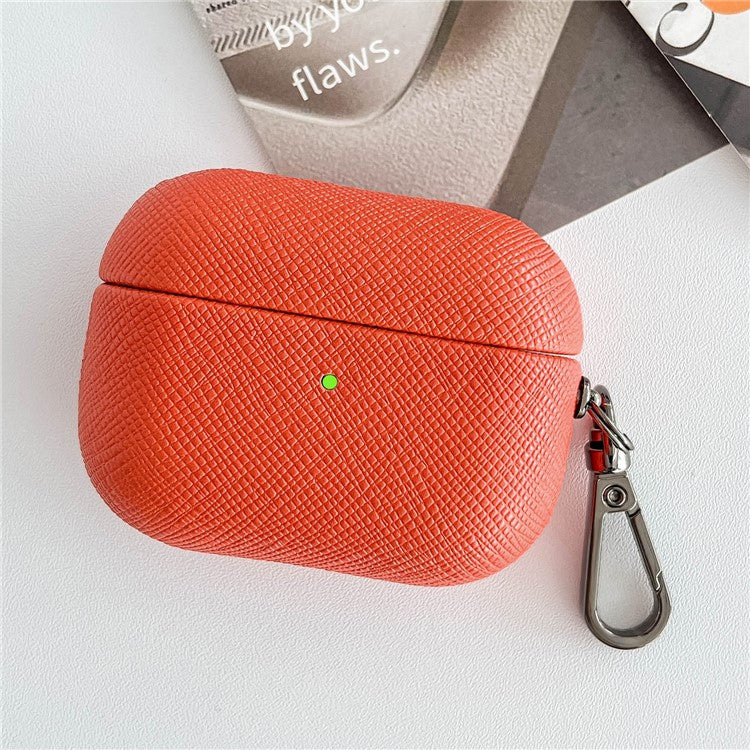 For Apple AirPods 3 Cross Texture Bluetooth Earphone Cover PU Leather Protective Case - Red