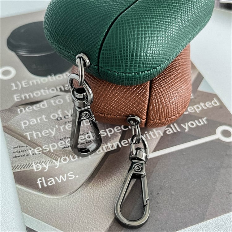 For Apple AirPods Pro Bluetooth Earphone Cover Cross Texture PU Leather Protective Case - Green