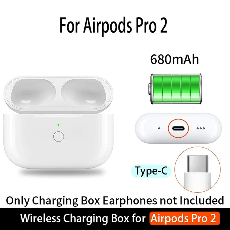 A003P For AirPods Pro 2 / AirPods Pro Bluetooth 680mAh Replacement Charging Case (USB-C Charging Port)