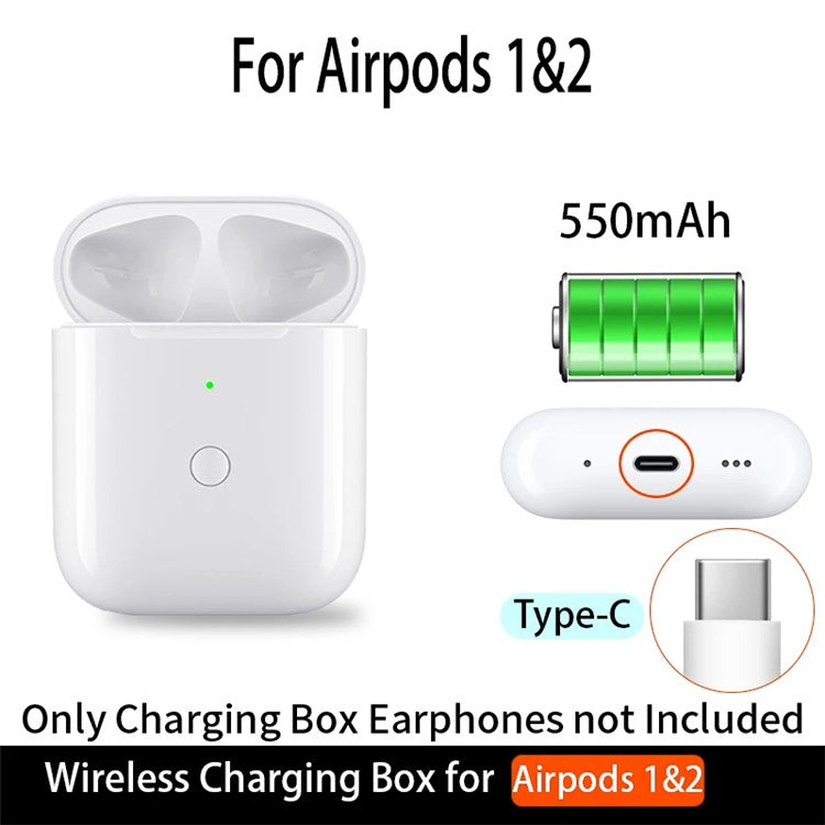 A0102 550mAh Wireless Charging Bin for Apple Airpods with Wireless Charging Case (2019) / Airpods with Charging Case (2019) (2016) (USB-C Port)