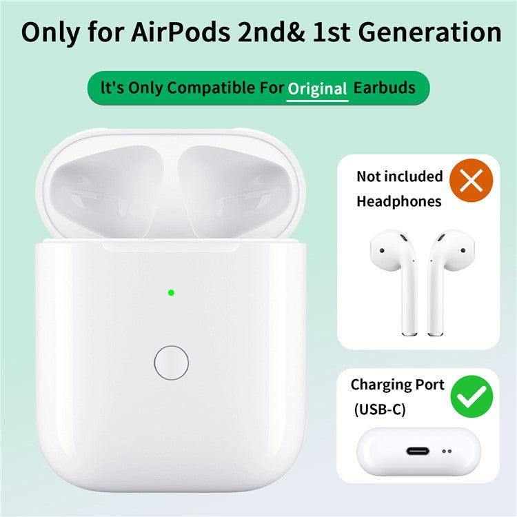 A0102 550mAh Wireless Charging Bin for Apple Airpods with Wireless Charging Case (2019) / Airpods with Charging Case (2019) (2016) (USB-C Port)