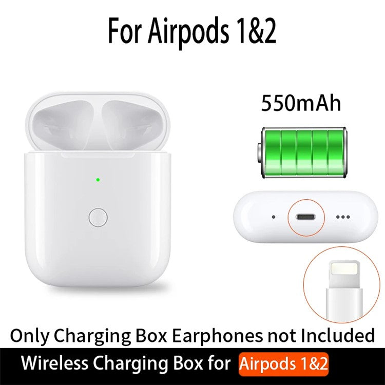 A0102 For Apple Airpods with Charging Case (2016) / (2019) / Airpods with Wireless Charging Case (2019) Replacement Charging Box, 8 Pin Interface