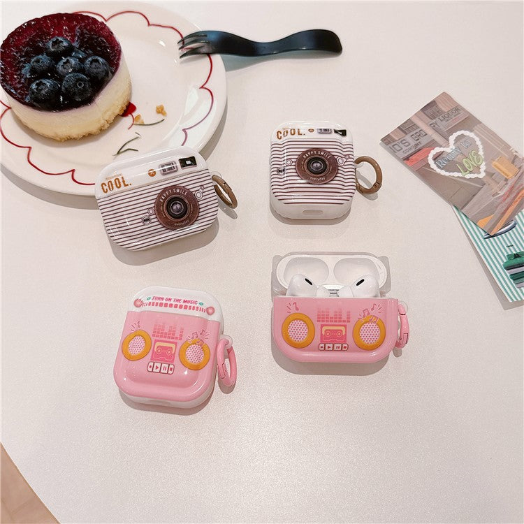 For AirPods Pro 2 / AirPods Pro Retro Camera Design TPU Shell IMD Workmanship Protective Cover - White