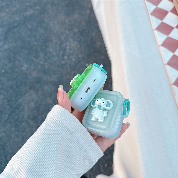 Cute Decor TPU Cover for Airpods Pro 2 / AirPods Pro Case Earphone Sleeve with Ring Buckle - Crocodile